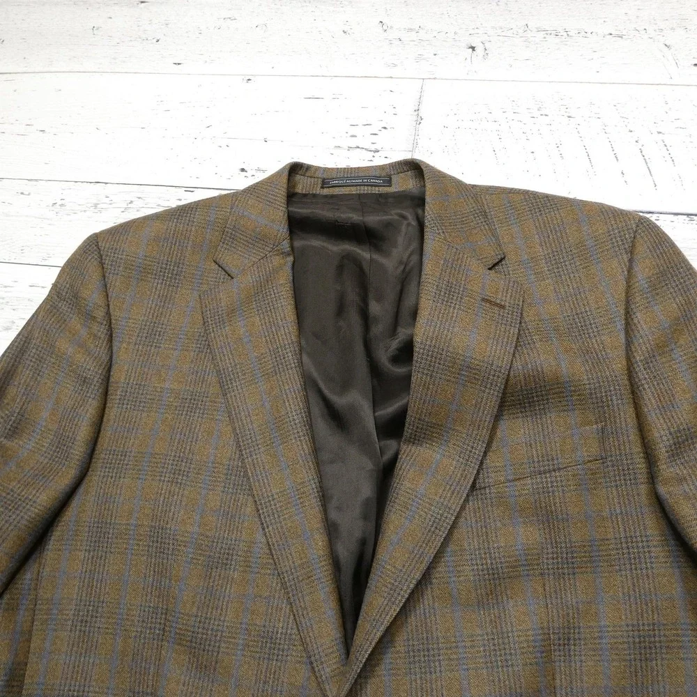 Linea Blazer Mens 46L Long Brown Plaid Wool Tweed Sport Coat Jacket Canada